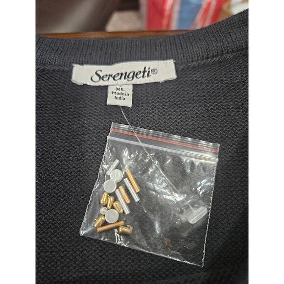 NWOT Vintage Sergenti Beaded Christmas Tree Holiday Sweater Gold Silver XL Black - Picture 3 of 7